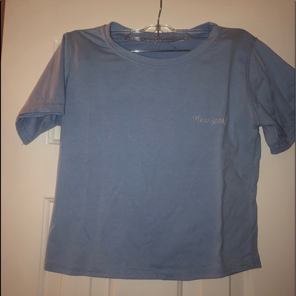 Blue “New York” crop top